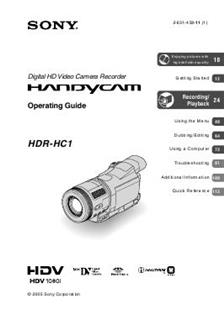 Sony HDR HC1 manual. Camera Instructions.